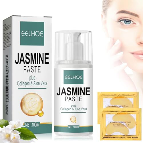 Jasminsalbe Augenringe 100ml, Jasmin Creme Augenringe mit Augenmaske, Schlupflider Aktiv Jasminsalbe, Augencreme Gegen Tränensäcke, Augencreme Gegen Falten, Schlupflider und Augenringe