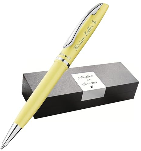 Pelikan Jazz Kugelschreiber mit Gravur Geschenk - einzigartige Stifte mit Namen - personalisierte Geschenke zu Weihnachten - Kugelschreiber personalisiert (Gravur, Pastell-Limelight)