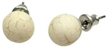 Ohrringe – Ohrstecker 8 mm aus Howlith, beige marmoriert, Stein