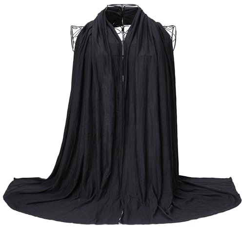 Ever Bloom Kopftuch Damen Hijab für muslimische Frauen lang- Muslim Kopfbedeckung Schal Atmungsaktiv - Premium 190 x 70 cm, Schal Farben:New Schwarz