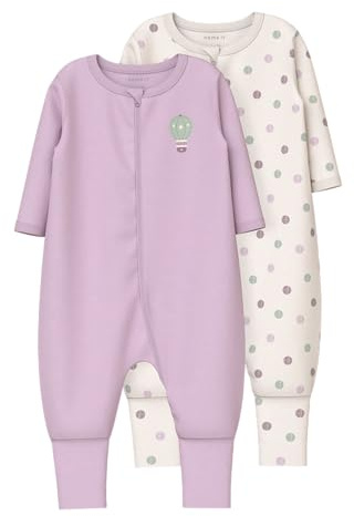 Name it baby Nbfnightsuit 2P Zip Ff Jet Dot Noos