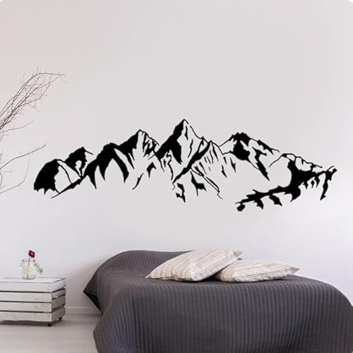 Wandtattoo Berge Wandtattoo Landschaft Heimdekoration für Wohnzimmer Schlafzimmer Wandaufkleber, Schwarz, 138 x 42 cm