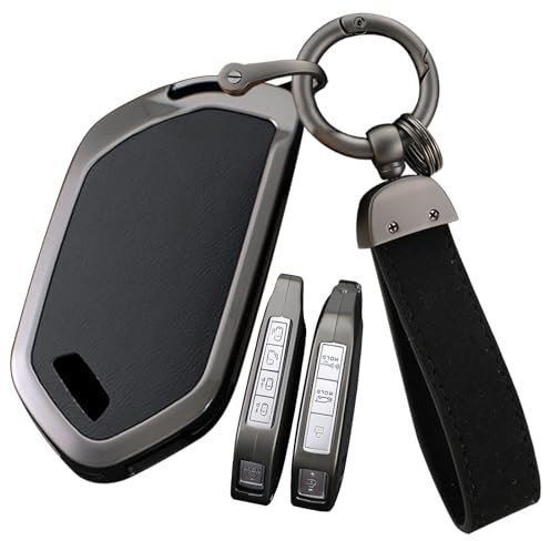ontto Schlüsselhülle Fernbedienung Cover Etui Passt für Kia Sorento Carnival EV9 Picanto GT Line SX-Prestige Morning 2024 Autoschlüssel Hülle mit Schlüsselanhänger 5/6/7/8/9 Tasten-A Schwarz