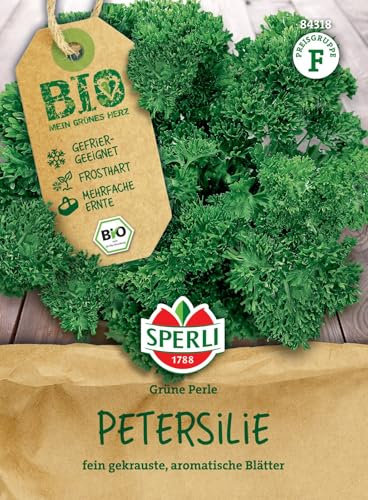 Sperli BIO Petersiliensamen, kraus 3246 - Zweijährig, Kübelgeeignet, winterhart, Kräutersamen für ganzjährigen Anbau im Haus in Töpfen oder im Freiland von Petersilien-Pflanzen