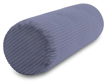 Nackenrolle XXL Cord Grau Nackenkissen extra lang Öko-Tex 100 und 40°C waschbar - Nackenstütz-Kissen mit Bezug für Auto, Flugzeug, auf Reisen oder zum Lesen und Relaxen zu Hause - 15x70 cm
