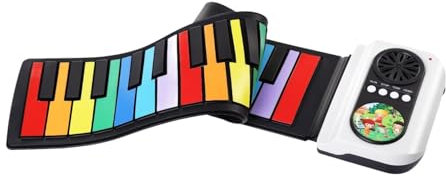 Pianoforte arrotolabile Pianoforte arrotolabile portatile Tastiera per pianoforte elettrico in silicone per regali di festa Insegnamento in aula per, 37 tasti colorati