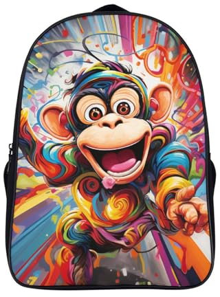 Monkey Kinderrucksack Rucksack Kindergarten Mädchen Vorschule Kindergartenrucksack Schultasche Kindertasche Kleinkind 3D Kinder Schule Tasche 40x28x16cm