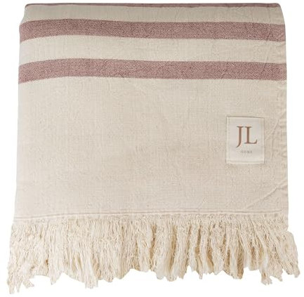 Jean & Len Strandhandtuch aus 100% Bio-Baumwolle, mit Fransen, Oeko-TEX & GOTS Zertifiziert, weicher Baumwollstoff auf der Vorderseite und saugfähiges Frottee auf der Rückseite, Strandtuch, 90x165 cm