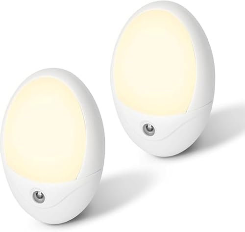 Luz Nocturna led Infantil, 2 Piezas de luz led de Noche quitamiedos 3000k con Sensor de Movimiento, Enchufe para Dormitorio, escaleras, habitación, Pasillo, baño, etc