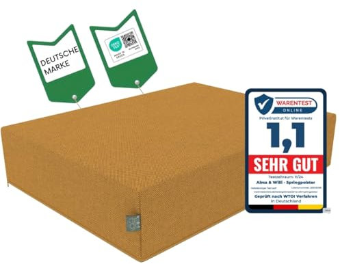 Alma & Willi Erweiterbares Springpolster-Spielsofa - Modularer Spiel-, Schlaf- und Wohnspaß, Hüpfen & Entdecken - Anbaubar für endlose Möglichkeiten (Entdecker-Gold)
