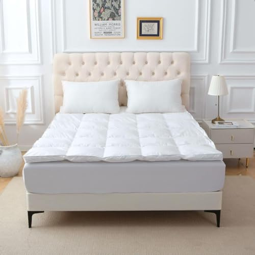 Kampala Hill Mattress Topper Goose Feather and Down Hotel Quality Thick Luxury Deep Fill (5cm) (Single)