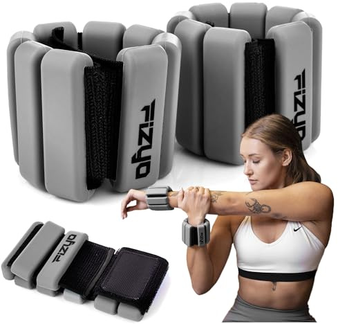 FIZYO Handgelenk & Knöchelgewichte, Gewichtsmanschetten, Pilates Gewichte | Verstellbare Handgelenkgewichte 2er Set für Yoga, Walking, Joggen, Aerobic, Cardio & Krafttraining