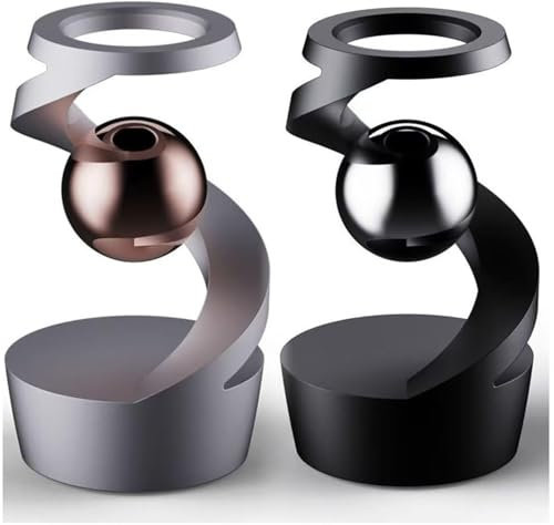Schwerkraft-Trotzendes Kinetisches Schreibtischspielzeug | Gyroskop mit Perpetuum Mobile | Hypnoball-Dekoration zur Stresslinderung | Stilvolle Schreibtisch-Deko für Männer und Büro,2PCS,Black