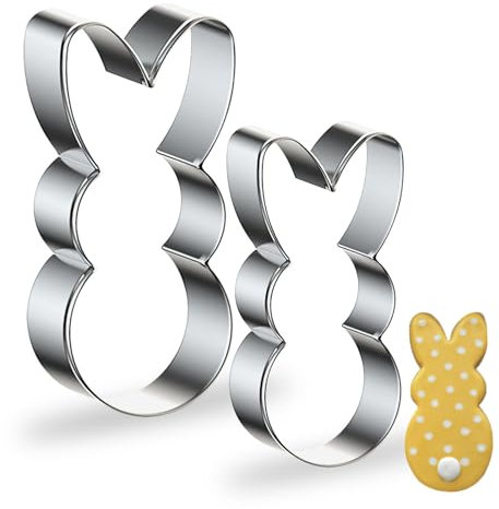 2 Stück Osterhase Ausstechformen, Osterhase Ausstechformen Set, Osterhase Keksform, Edelstahl Keksausstecher, Osterhase Keksausstecher zum Backen für Ostern Backen DIY