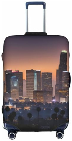 BREAUX Los Angeles Skyline Print Trolley Koffer Schutzhülle Hochelastischer Stoff Trolley Kofferhülle, Weiss/opulenter Garten, Medium