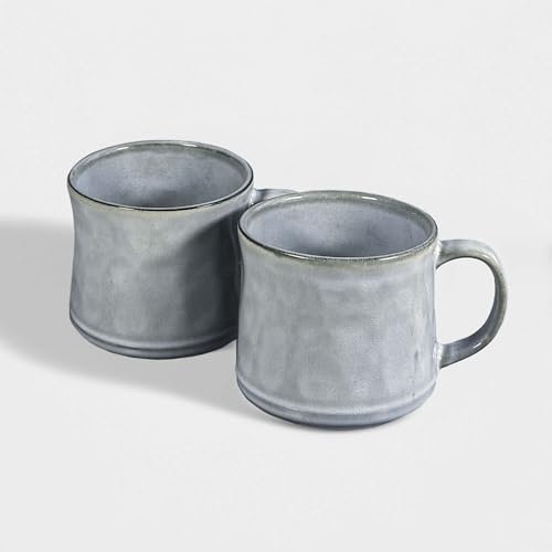 Upper Street Scandi Home Set of 2 600ml Terra Fusion Reactive Glaze Large Ceramic Mugs (Grey)
