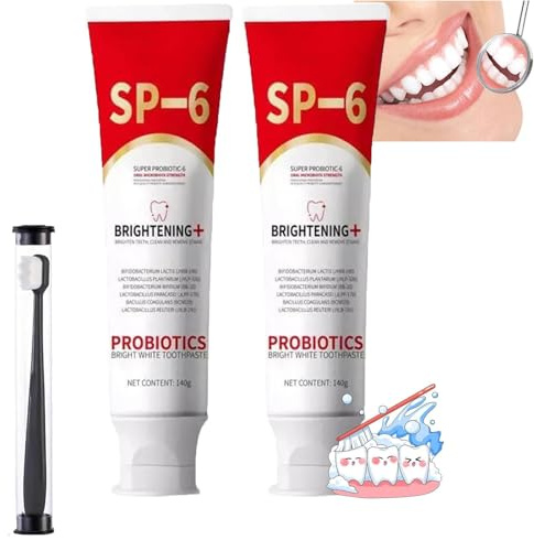 Probiotics Bright White Zahnpasta, SP-6/Sp-10 Ultra Whitening Zahnpasta, Frischer Atem, Tiefenreinigungspflege, Probiotika Hellweiße Zahnpasta für alle Zahntypen (2)