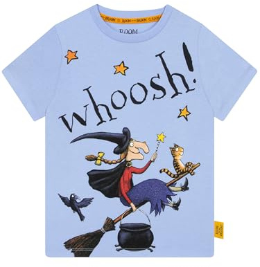 Room on the Broom Girls Tshirt | Cotton T Shirt | Witch Girls’ T-Shirt | Kids Clothes | Blue 7-8 Years