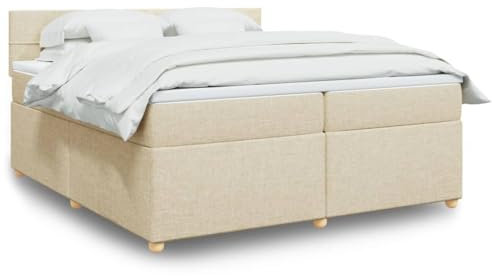 FUDUGEHMIOFWFJJ futonbett klappbett Bette Metall holzbettBoxspringbett mit Matratze Creme 140x190 cm StoffGeeignet für Schlafzimmer