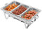 Professional Buffet Dishes Warming Set, 410 Stainless Steel Warming Containers with Alcohol Fuel Can, Rectangular Catering Chafing Warmer Set with 3 Free-Standing Compartments, Food Warmers for Cater