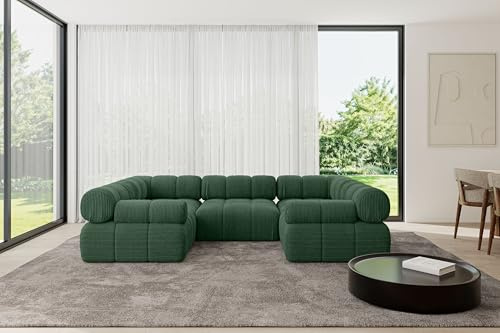 ALTDECOR Modulares Sofa Ecksofa in U-Form Corner modular Sofa Eckcouch Couch Wohnlandschaft Cauchsofa Polstersofa Birno-U1-285x190x70 cm Grün