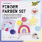 folia 48211 - Fingerfarben Set SWEET RAINBOW, Kreativset mit 5 x 30 ml leuchtender Fingerfarbe, 10 Malvorlagen mit Fantasiemotiven und 2 Mischvorlagen, inkl. Anleitung