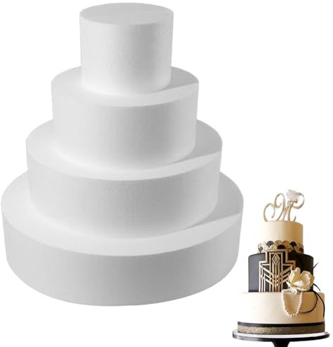 Gâteau mannequin 4pcs 4/6/8/10 pouces faux gâteau rond Diy Bloc de polystyrène léger réutilisable pour affichage de fête d'anniversaire mariage...