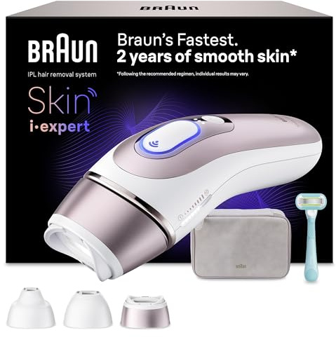Braun Smart IPL Skin i-Expert Hair Removal Device, PL7321, White/Rose Gold