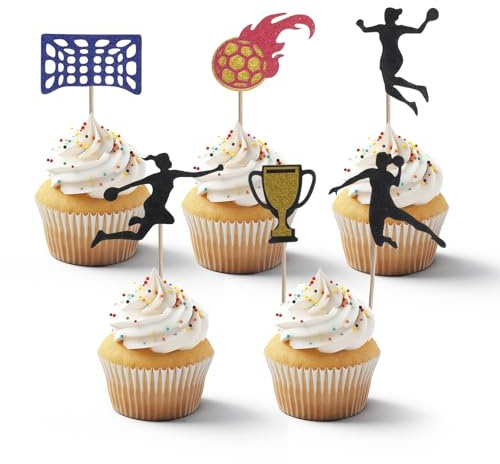 30 Stück Handball Cupcake Topper Tortendeko Handball Sport Dekoration für Handball Geburtstag Deko Sport Party Dekoration (Handball Weiblich, 1)