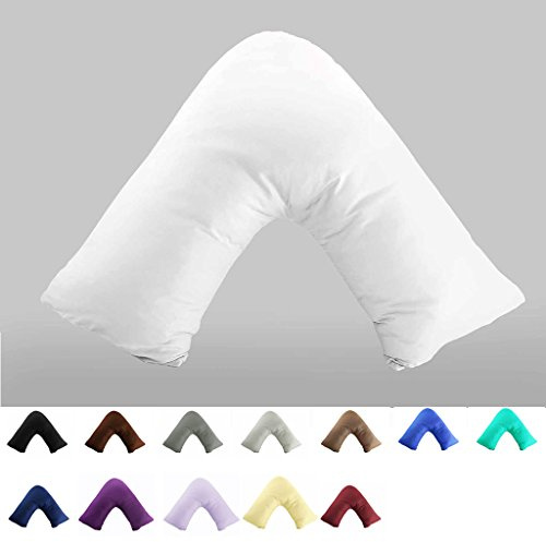 Gyulin-Kissenbezug aus 100% Baumwolle - Fadendichte: 300 – Solider Hotelverschluss – V-förmiger Kissenbezug (ohne Kissen), 100 % Baumwolle, weiß, V Shaped Pillowcase