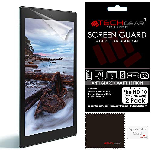 [Pack of 2] TECHGEAR Anti Glare Screen Protectors for Previous Amazon Fire HD 10 (9th / 7th Generation, 2019/2017) - Premium Matte Screen Protector Covers for Amazon Fire HD10 2019 & 2017