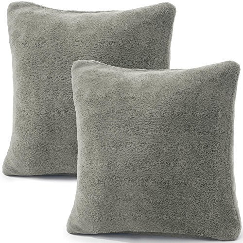 CelinaTex 2er Set Kissenbezug 80x80 cm Doppelpack Coral Fleece Kissenhülle, Kopfkissenbezug Kissen Überzug Comfortable Silber 5001355
