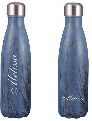 FunnyGuys Bouteille isotherme à double paroi en acier inoxydable - 500 ml - Personnalisable, bleu