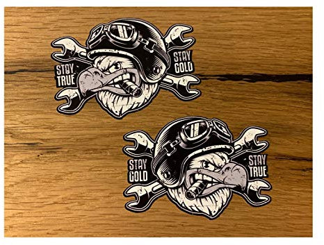24/7stickers MG361 / 2X Aufkleber Adler je 7,5x5,5cm Eagle Chopper Bobber Biker Motorrad USA Vintage Retro Oldtimer