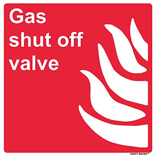 1 x safety sign - gas shut off valve - square - self adhesive weather proof vinyl sticker label - 10cm x 10cm (MPN-5119)