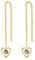 Orecchini Viola - Lunghi Donna Argento 925 Placcati Oro Con Brillantini di Cristallo 3 mm - Con Cuore - Pendenti - Punto Luce