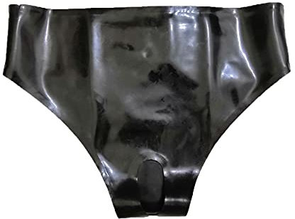 Sexy Boxer Unterwäsche Kondom Latex Kurz Vagina Anus Kondom Unterwäsche String BB24 (M, schwarz)
