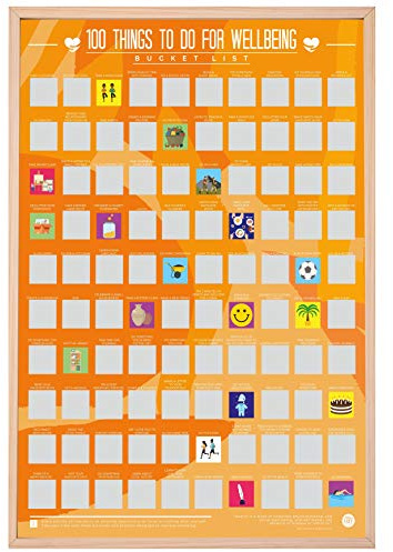 Gift Republic Poster zum Rubbeln mit Aufschrift 100 Things To Do For Wellbein, mehrfarbig, Wohnzimmer, 46 x 59 cm