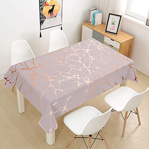 Morbuy Nappe Rectangulaire Anti Tache Nappe de Table 3D Marbre Imprimé Imperméable Lavable et Facile d'entretien Nappes pour Ménage Table Basse Jardin Extérieure (Rose pâle,140x260cm)