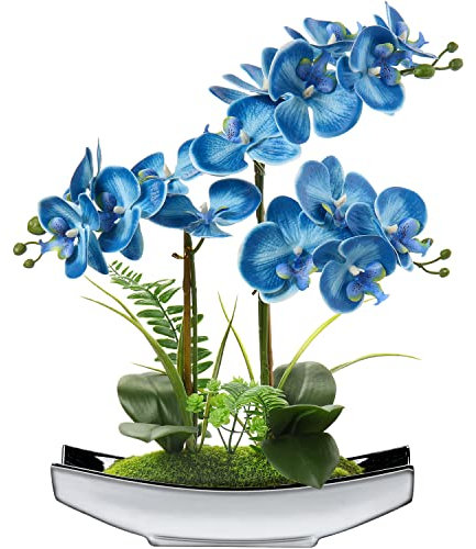 Kunstblumen Orchideen Künstliche Phalaenopsis Bonsai Kunstblumen wie Echt im Topf Künstliche Blumen Deko für Wohnzimmer Badezimmer Tisch Dekoration, Höhe 38CM