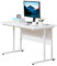 HOMCOM Computer Desk, Home Office Desk, Writing Table, 120x60x75cm Laptop Workstation with 2 Cable Management Holes, C Shaped Metal Legs for Adults, White