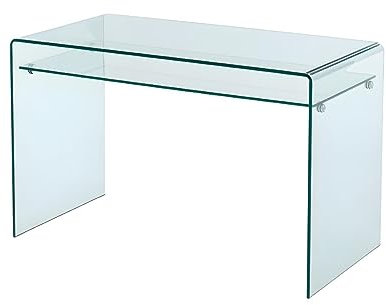 Vente-unique - Bureau STILEOS - 1 Niche - Verre trempé - avec Rangement