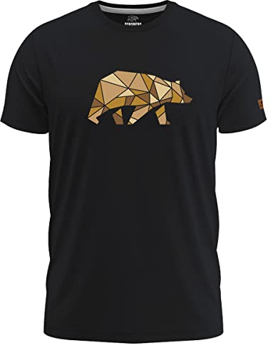 FORSBERG Espenson T-Shirt mit stylischem Bär Brustlogo Rundhals für Herren, Farbe:schwarz/Bronze, Größe:M