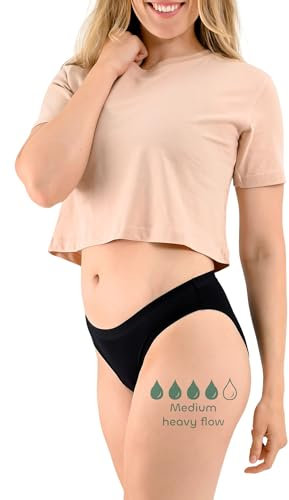 BeMee Nighttime Slip aus natürlicher Bambus-Viskose, Schlüpfer, Nachtwäsche, waschbare Menstruations-Unterwäsche, saugstark, schwarz, Größe XL, Einzelpack