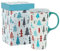 Topadorn Christmas Ceramic Mug Coffee Cup with Sealed Lid Tall Mugs Gift Box for Holiday,17oz. Christmas Tree
