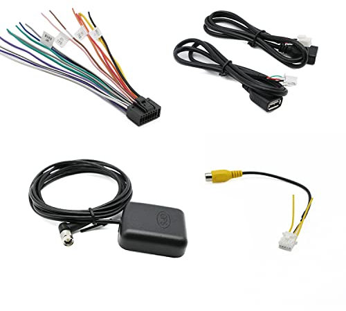 Android Car Stereo Radio Wiring Harness Kit with 16 Pin ISO Radio Harness Adapter Back Camera RCA Wire GPS Antenna Connector 4/6 Pin USB Cable