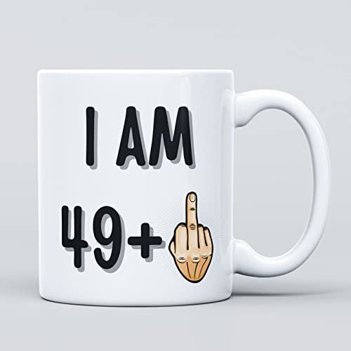 I am 49+1-50 Year Old 50th Large Heavy Duty Ceramic Novelty Funny Coffee Mug, Cup for Men & Women, Girls & Boys – Gift for Birthday, Work, Boss, Colleague - Adult Present, Celebration
