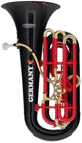 Classic Cantabile KT-30DE MardiBrass Kunststoff Deutschland-Tuba, 2 kg | Modell: KT-30DE, Limitierte Special Edition Deutschland mit Sonderlackierung in Schwarz/rot/gold, Stimmung: Bb, Höhe: 84 cm