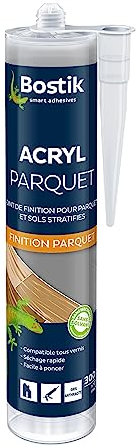 Bostik Joint Acryl Parquet et Sols Stratifié – Colle Mastic Acrylique – Compatible Tous Vernis – Sans Solvant – Couleur : Gris Anthracite, Cartouche 300 ml