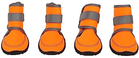 4 Stück Hundestiefel, Wasserdichte Hundeschuhe, Gummi, Rutschfeste Sohle, Schützt Hundepfoten, Hundepfotenschutz, Welpenstiefel mit Reflektierenden Riemen für Kleine, Mittelgroße und Große(M)